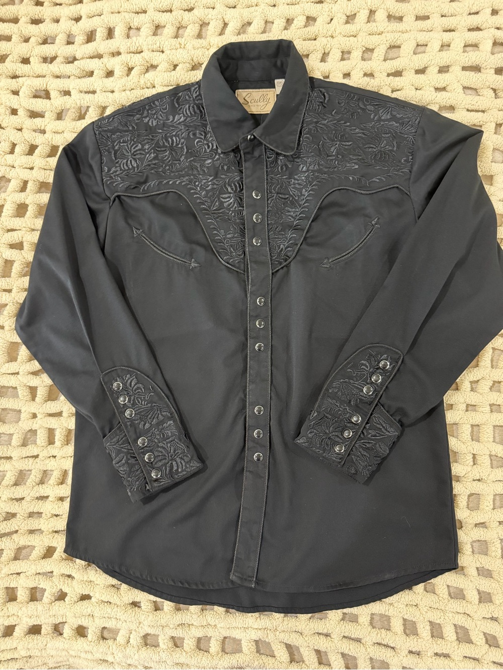 Scully Black Embroidered Western Snap Shirt #0105